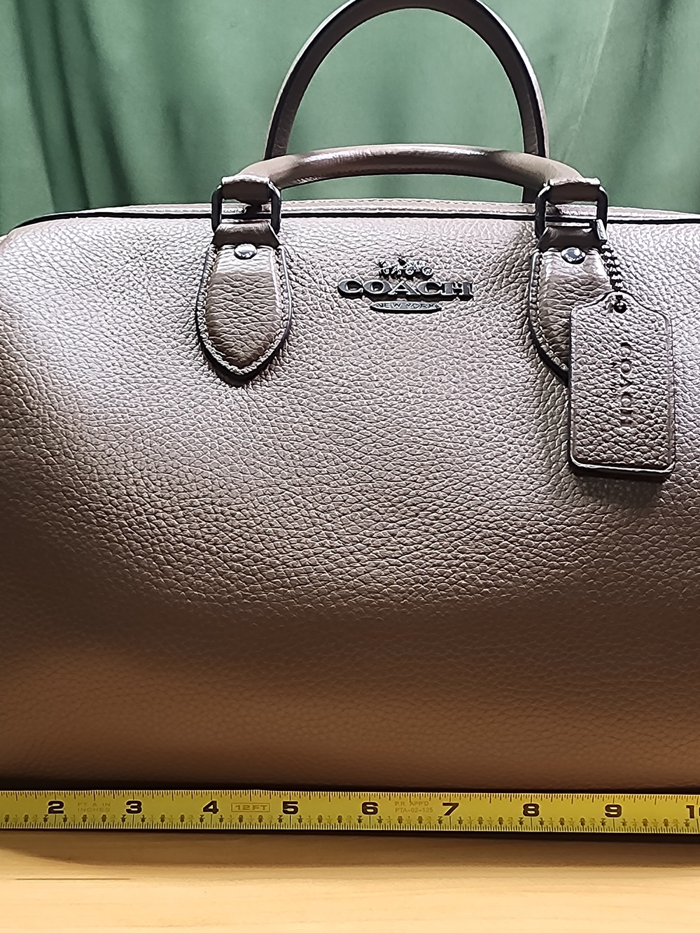 COACH Pebbled Leather Satchel Handbag in Taupe - Picture 2 of 9